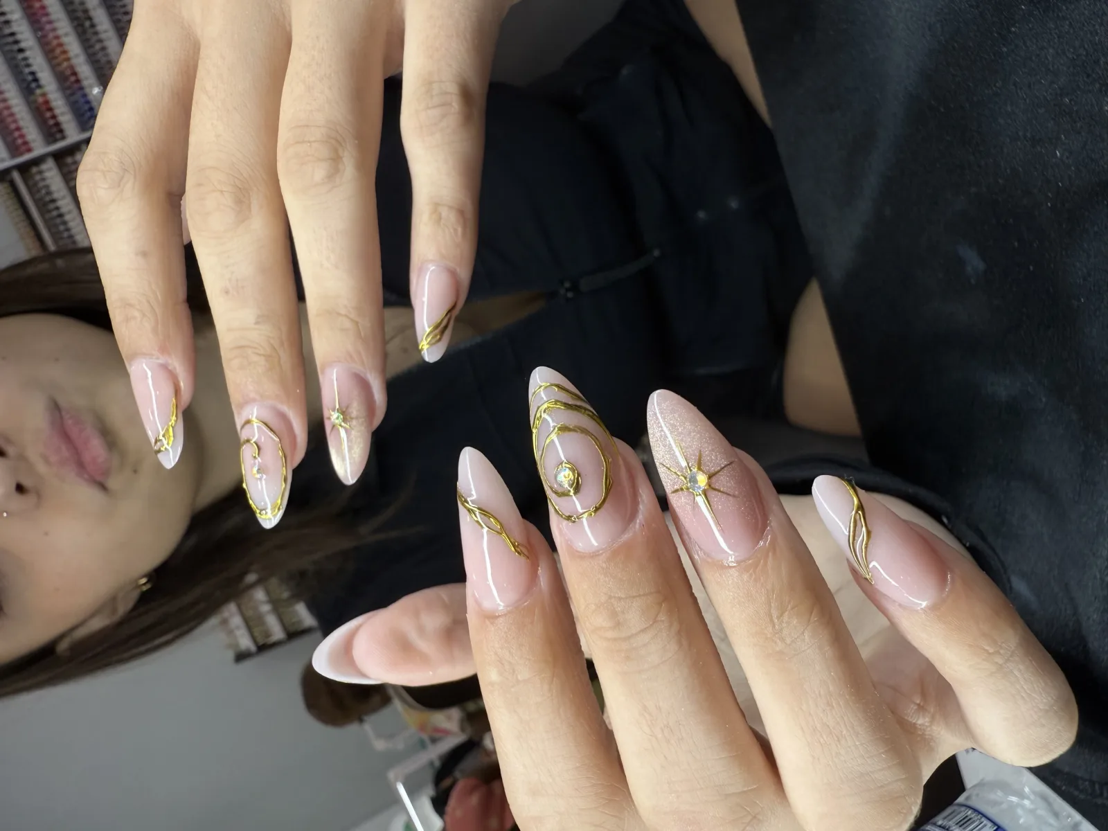 Nude almond with gold detailing