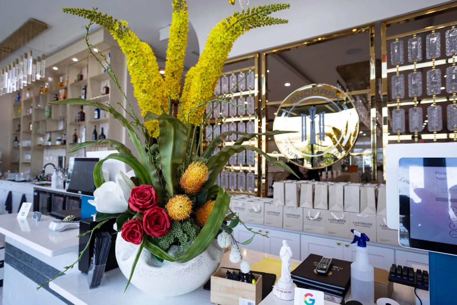 Fresh florals at the front desk