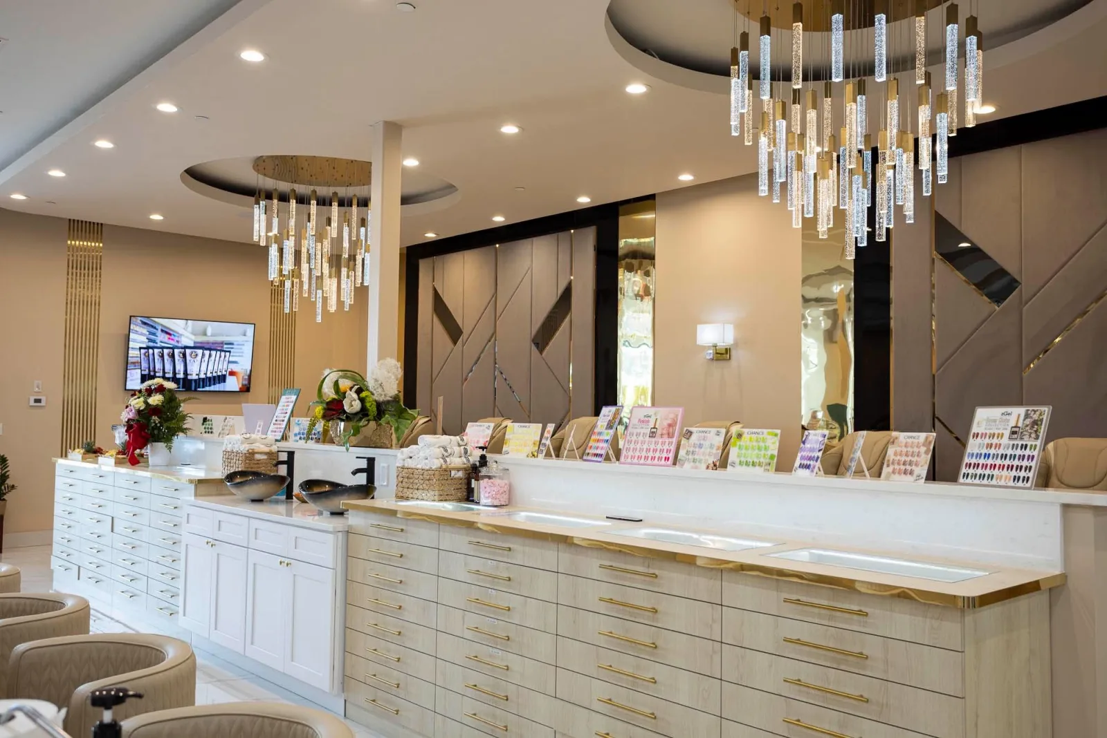 Manicure stations and design display